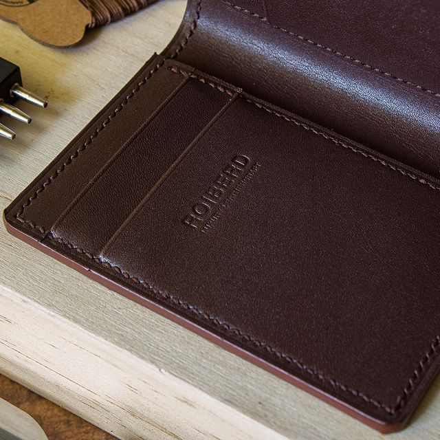 Billetera Tarjetero Plegable Cuero Box Calf Marrón