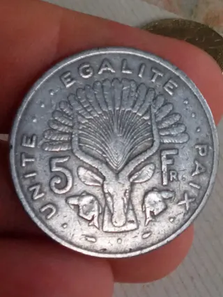 Dijbouti 5 francos 1977 moneda