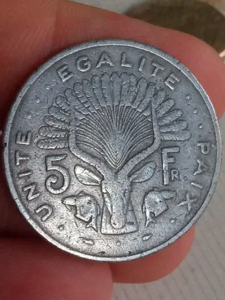 Dijbouti 5 francos 1977 moneda