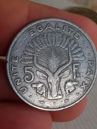 Dijbouti 5 francos 1977 moneda