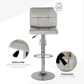Taburetes de cocina giratorios, colo gris