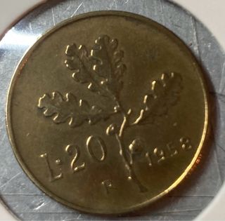 MONEDA REPUBLICA ITALIANA 20 LIRAS 1058