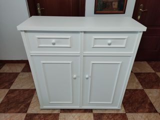Mueble cama plegable blanco con somier y colchón