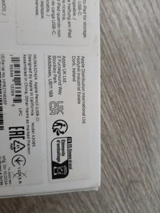 Lápiz óptico Apple  tablet apple mod A3085