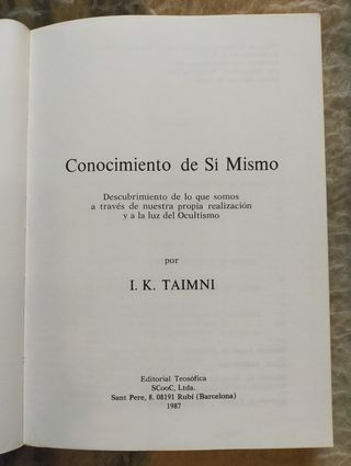 Conocimiento de sí mismo. I.K. Taimni.