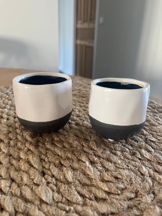 Dos mini macetas para colocar cactus pequeños