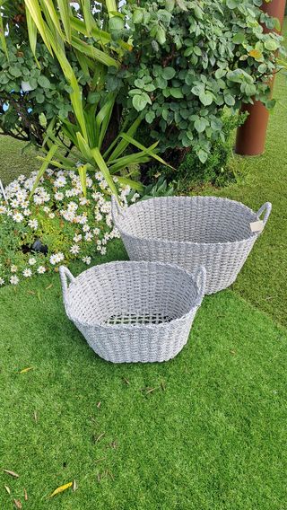 Cestas cuerda trenzada imitación mimbre.
