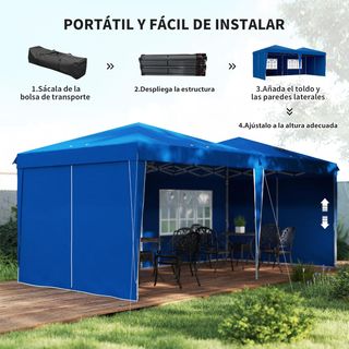 Carpa Plegable 6x3 m Cenador de Jardín con Altura