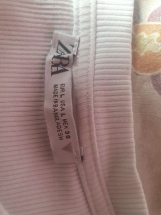  Top manga corta blanca zara talla L