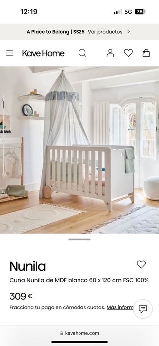 Cuna de madera de Kave Home