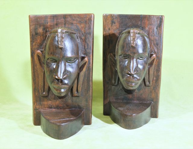 Reggilibri in legno esotico durissimo