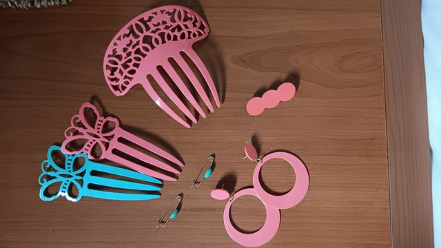 Complementos flamenca Coral y verde agua