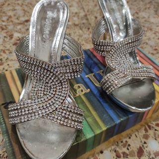Sandalias Strass Plata