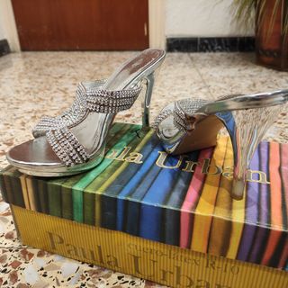 Sandalias Strass Plata