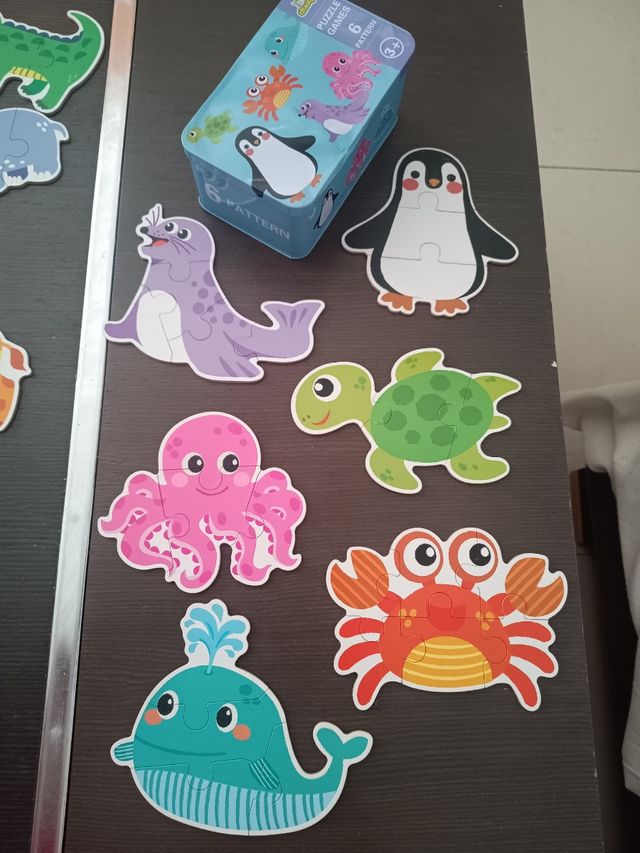 Lote 3 latas puzzles evolutivos. animales y vehícu