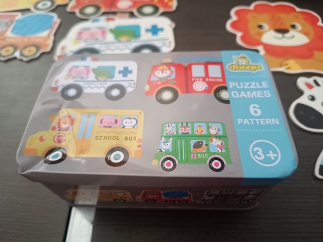 Lote 3 latas puzzles evolutivos. animales y vehícu