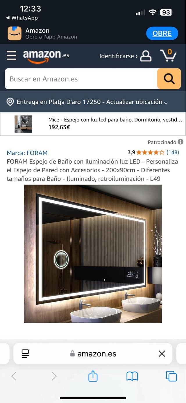 Espejo baño retroiluminado LED