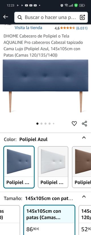 Cabecero polipiel azul para cama 135-140