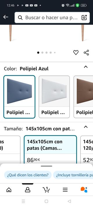 Cabecero polipiel azul para cama 135-140