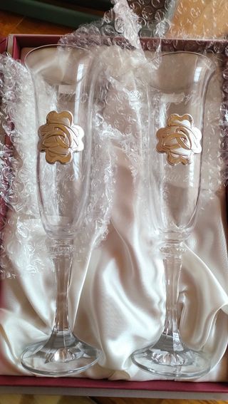 Copas de champán cristal de Bohemia 