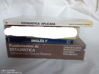 Lote de 2 libros de estadística y 1 de inglés