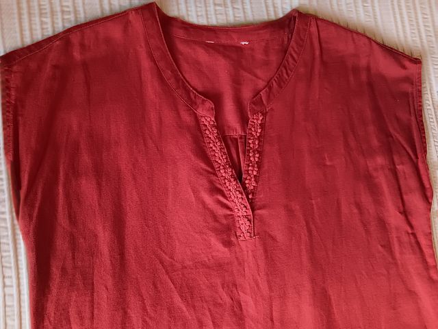 Vestido de lino color teja