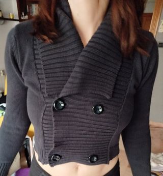 Jersey manga larga gris oscuro de Sfera, talla M