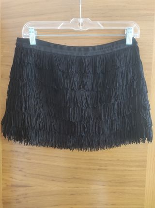 Falda-pantalón negro elástico con flecos