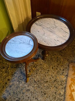 Conjunto de mesas auxiliares vintage mármol 