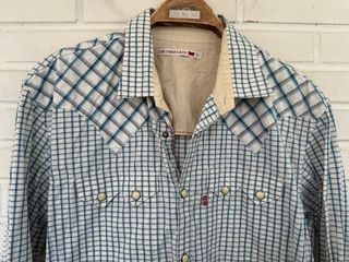 VINTAGE camisa cowboy cuadros LEVIS talla L 