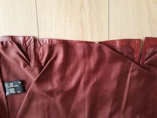Chaqueta cuero auténtico mujer XL granate-burdeos