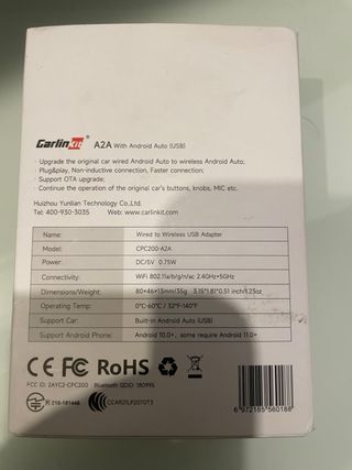 Adaptador inalambrico Carlinkit Andrioid auto