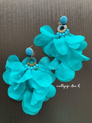 Flor y pendientes azul verde turquesa flamenca