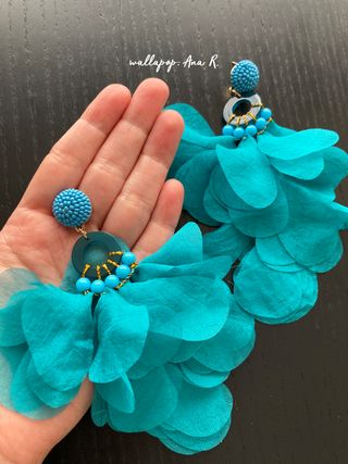 Flor y pendientes azul verde turquesa flamenca