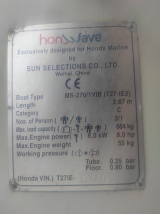 Neumática  HONWAVE T27IE+ Fueraborda honda BF5