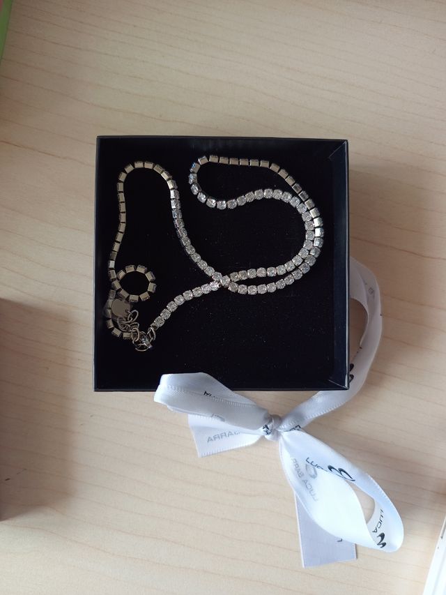 Collana tennis uomo in acciaio con cristalli bianc