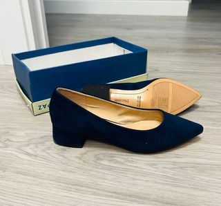 Zapatos tacón bajo Navy 