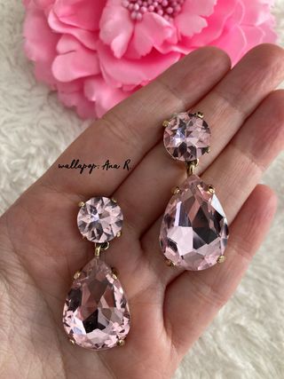 Pendientes flamenca y flor rosa pastel feria set