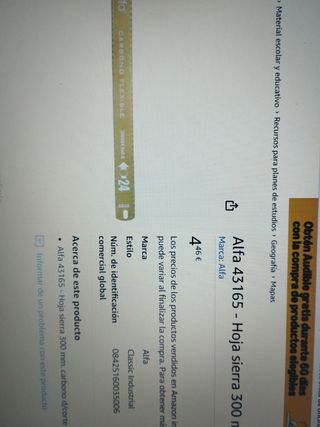 4 hojas Sierra para arco 300mm