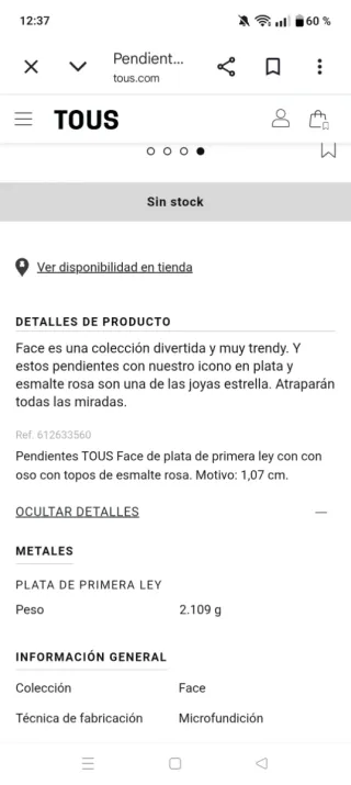 Pendientes Tous Face