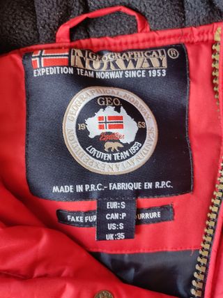 Chaqueta Geographical Norway Talla S rojo roja