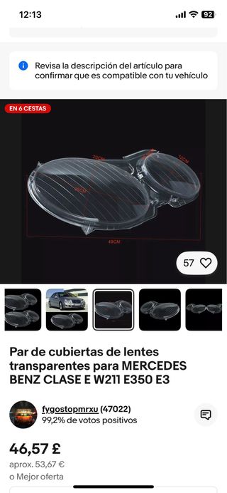 Par de cubiertas de lentes transparentes MERCEDES
