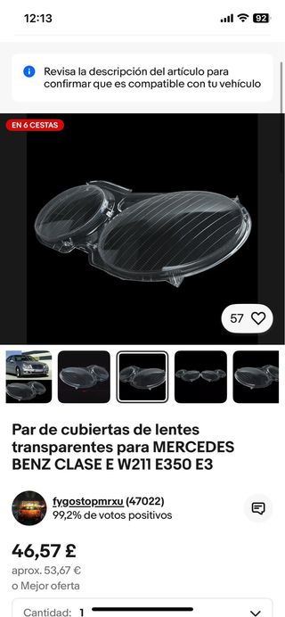 Par de cubiertas de lentes transparentes MERCEDES