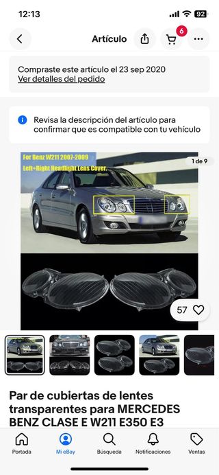 Par de cubiertas de faros transparentes MERCEDES