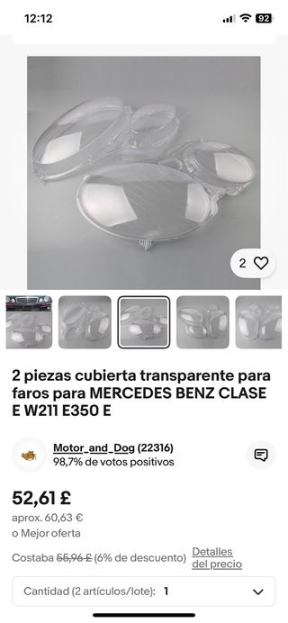 Par de cubiertas de faros transparentes MERCEDES