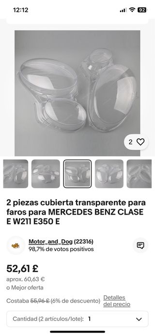 Par de cubiertas de faros transparentes MERCEDES