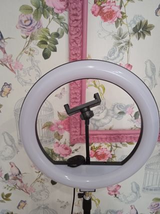 Aro de luz con tripode y foco de luz