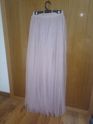Falda tul rosa larga