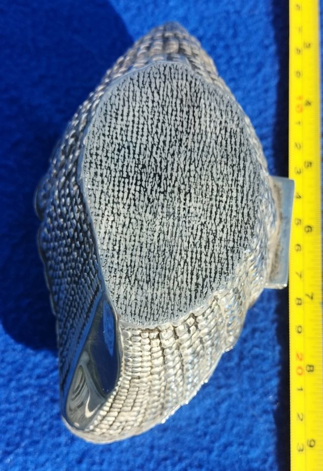 conchiglia in bronzo e portagioie in velluto