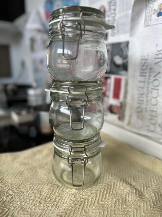 Bote de cristal con tapa x4 Piezas